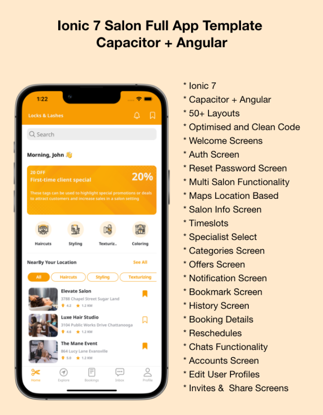GlamZone - Salon Appointment Booking Template Ionic 7