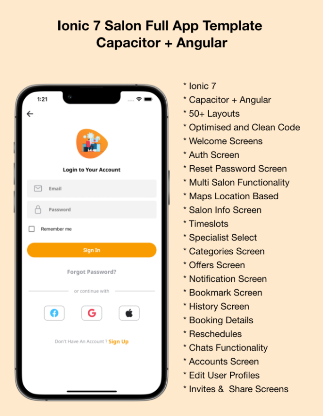 GlamZone - Salon Appointment Booking Template Ionic 7