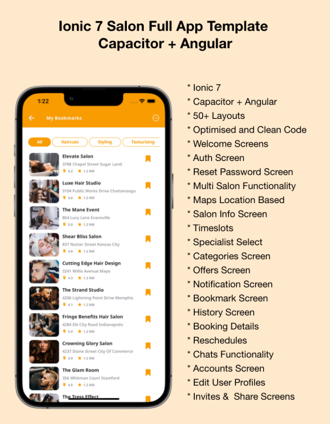 GlamZone - Salon Appointment Booking Template Ionic 7