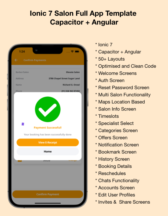 GlamZone - Salon Appointment Booking Template Ionic 7