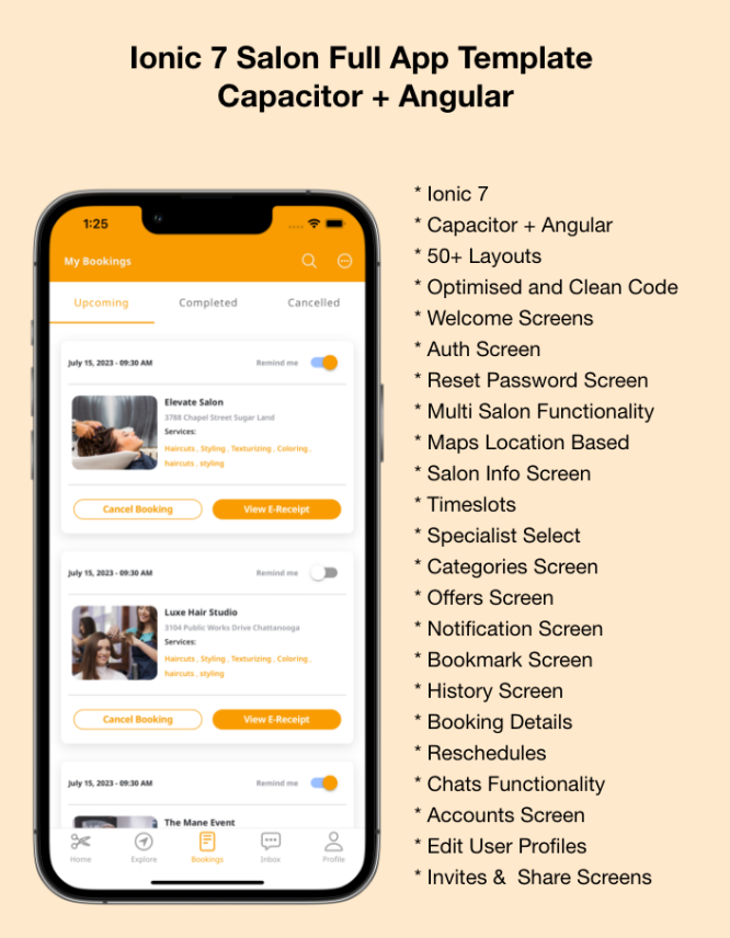 GlamZone - Salon Appointment Booking Template Ionic 7