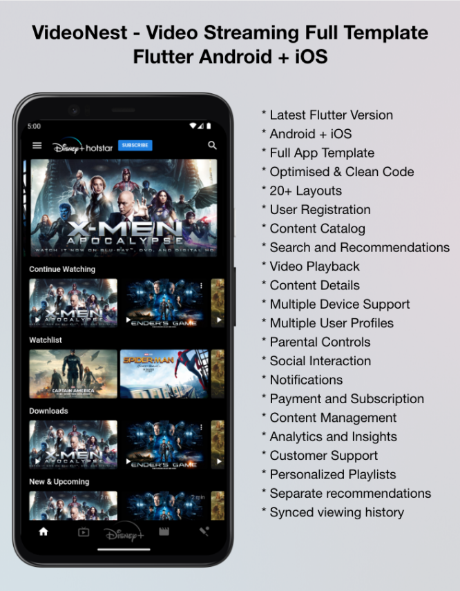 VideoNest - Video Streaming Full Template Flutter