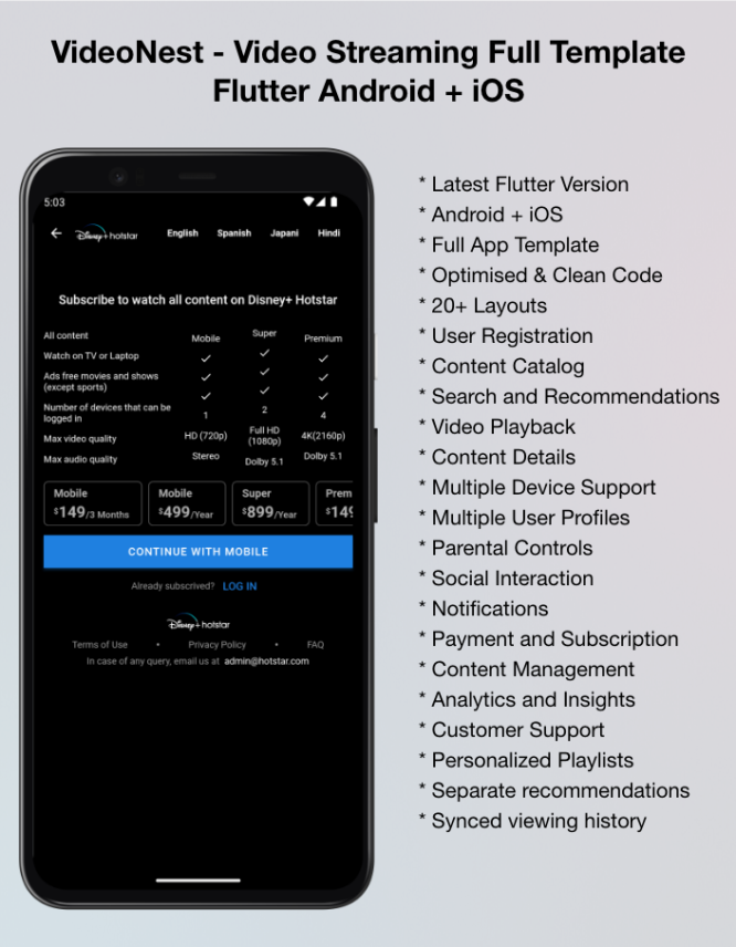 VideoNest - Video Streaming Full Template Flutter
