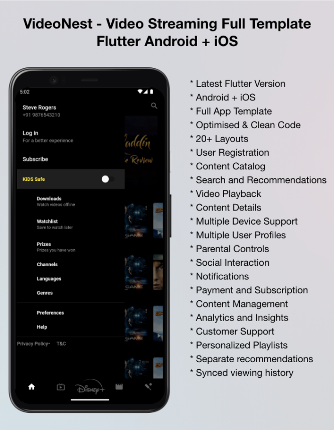 VideoNest - Video Streaming Full Template Flutter