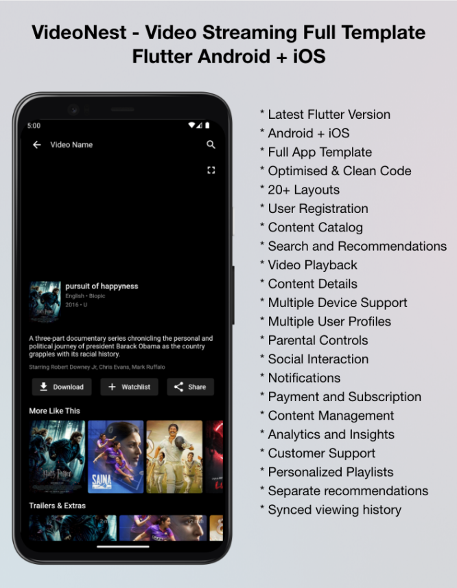 VideoNest - Video Streaming Full Template Flutter