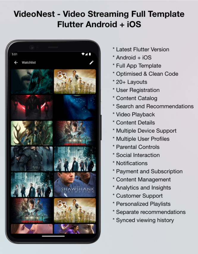 VideoNest - Video Streaming Full Template Flutter