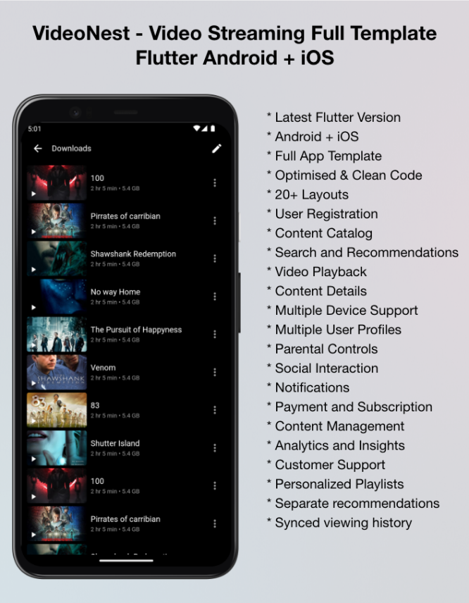 VideoNest - Video Streaming Full Template Flutter