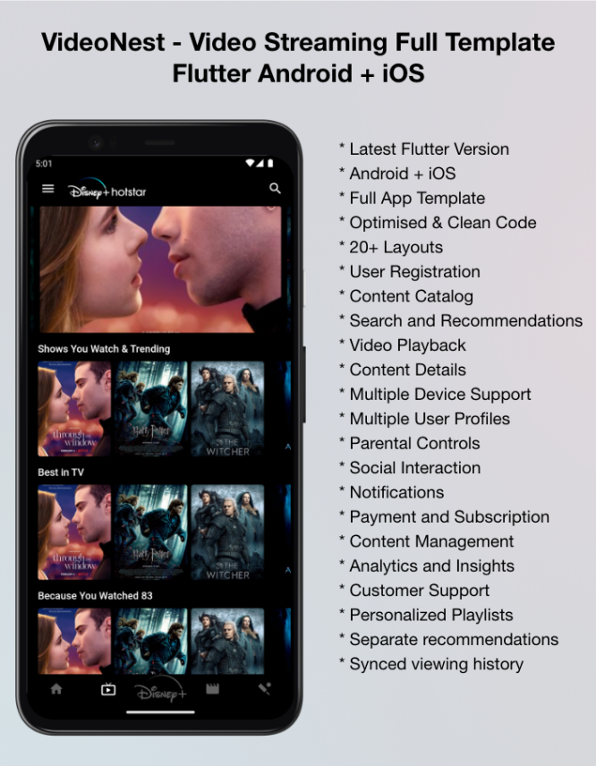 VideoNest - Video Streaming Full Template Flutter