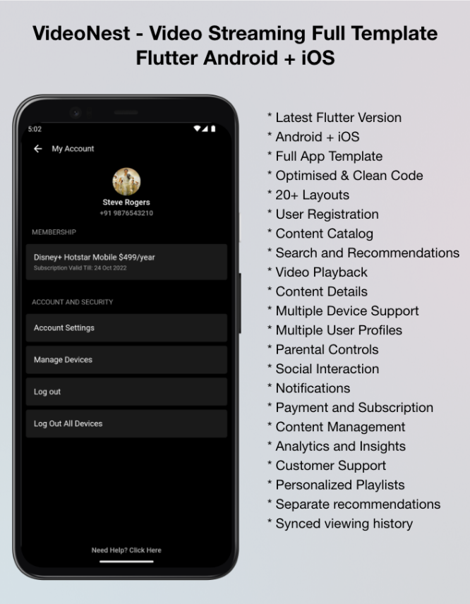 VideoNest - Video Streaming Full Template Flutter