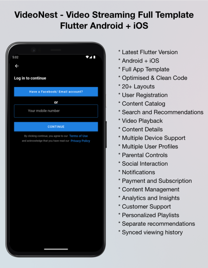 VideoNest - Video Streaming Full Template Flutter